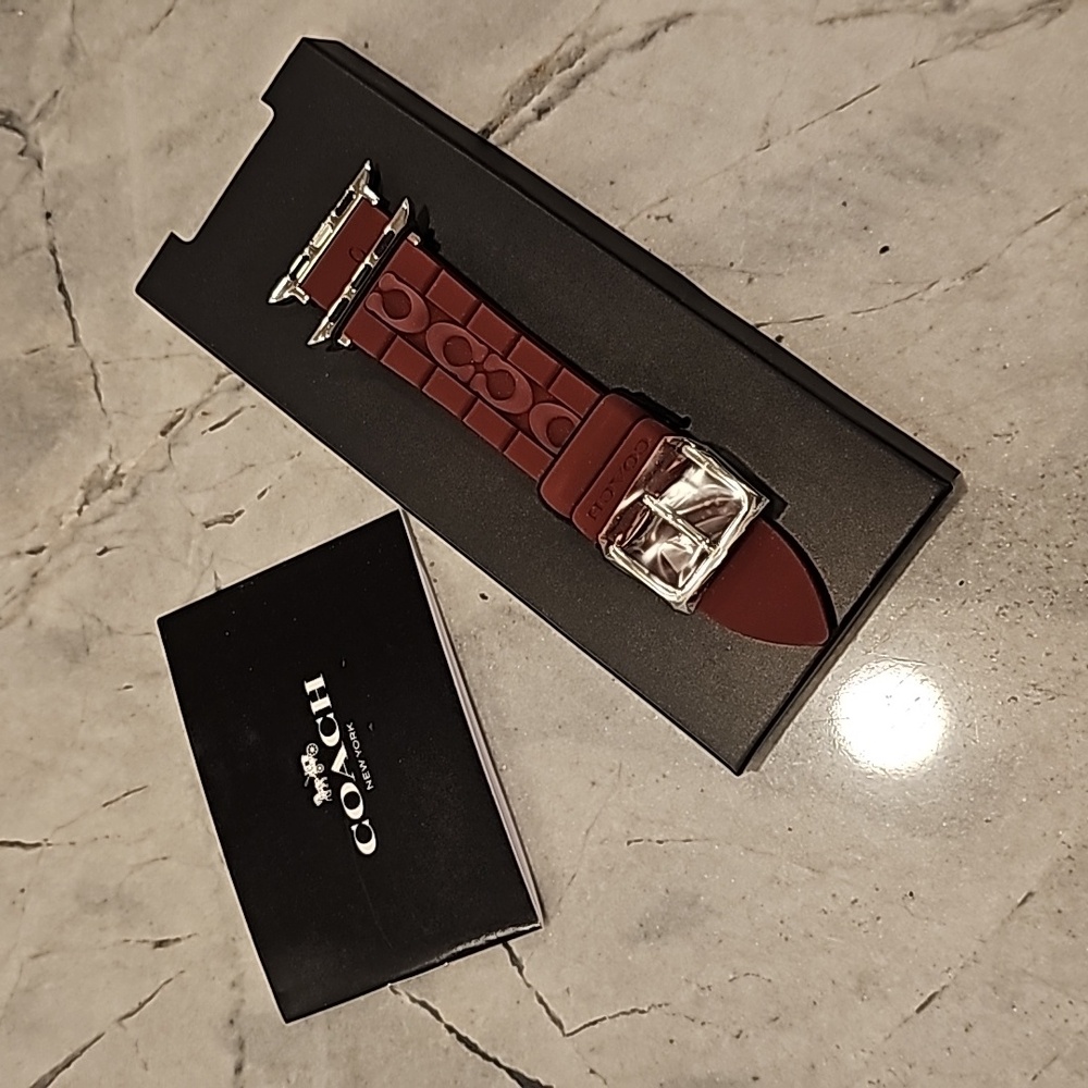 Coach Apple Watch Strap, Burgundy, damaged box, but original packaging and NEW